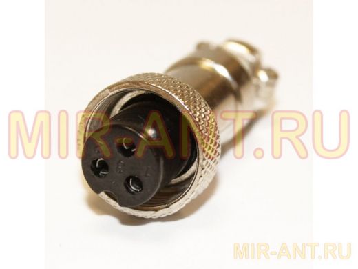 Разъём MIC12 (GX12) 3pin гнездо на кабель (5А,125В) GX12M-3A