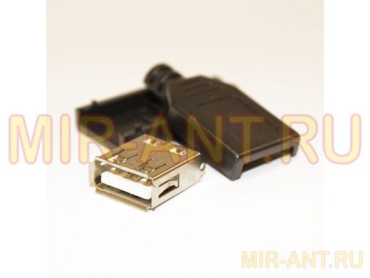 Разъём компьют: гнездо USB 4pin на кабель в корпусе
