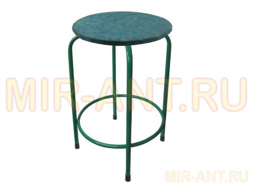 Табурет с подставкой для ног и полкой "TABURETTO-20350" круглое сиденье, зелёный, зелёный, ткань