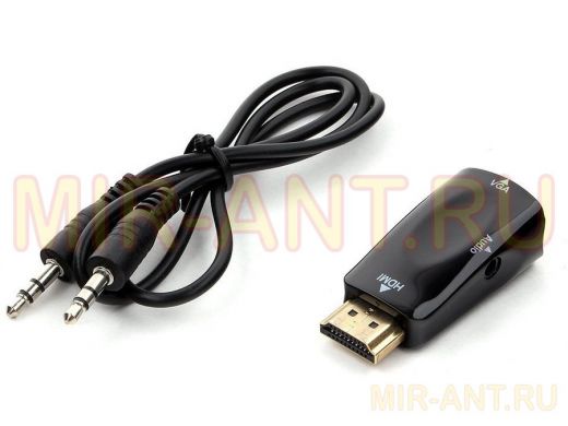 Переходник HDMI штекер / VGA гнездо Cablexpert A-HDMI-VGA-02, 19M/15F, Jack3.5 выход, из HDMI в VGA