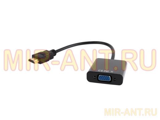 Переходник HDMI штекер / VGA гнездо Cablexpert A-HDMI-VGA-03, 19M/15F, 15см, Jack3.5, из HDMI в VGA