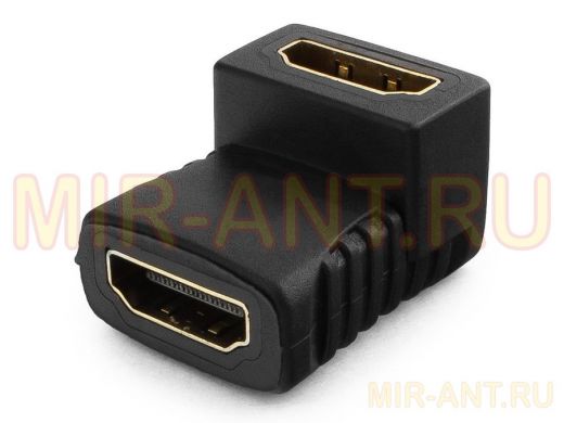 Переходник HDMI-HDMI Cablexpert A-HDMI-FFL, 19F/19F, угловой, золотые разъемы, пакет A-HDMI-FFL