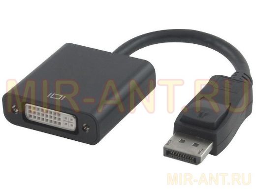 Переходник DisplayPort - DVI Cablexpert A-DPM-DVIF-002, 20M/19F, черный, пакет A-DPM-DVIF-002