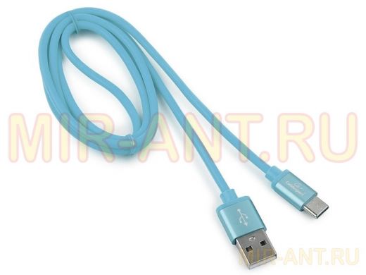 Шнур USB / Type-C Cablexpert CC-S-USBC01Bl-1M, AM/Type-C,серия Silver, длина 1м,синий,блистер,2,0