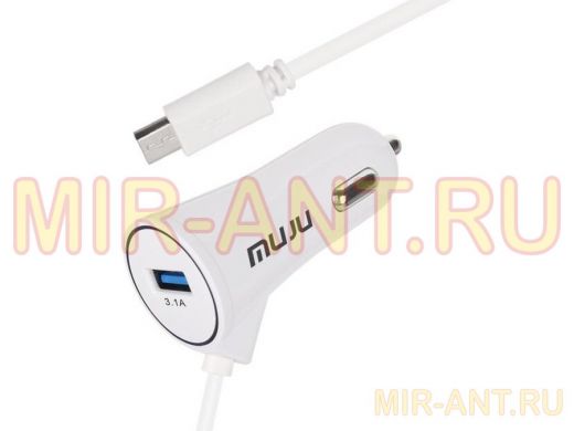 ЗУ в прикуриватель на 1 гнездо USB + Type-C кабель MUJU MJ- C09 1 выход USB 5V / 3.1A