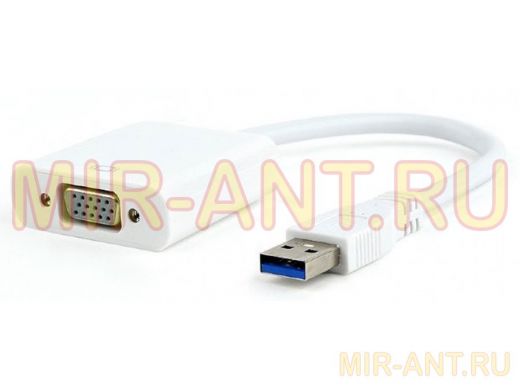 Видеоадаптер (конвертер) USB 3.0 --> VGA Cablexpert AB-U3M-VGAF-01-W, белый