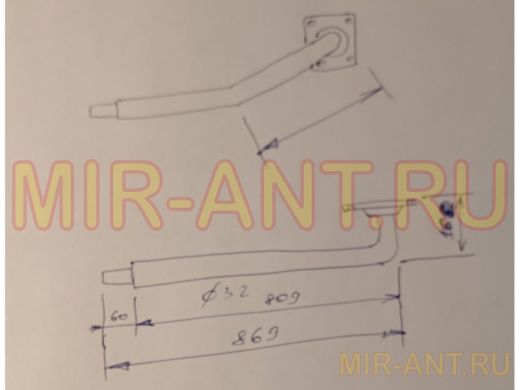 Поручень пристенный, длина  80см вылет 16см, угол 35гр