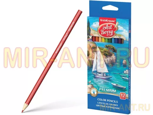 Карандаши цветные "BR-101541" "Artberry" Premium, 12 цветов, шестигранные, заточенные, европодвес,