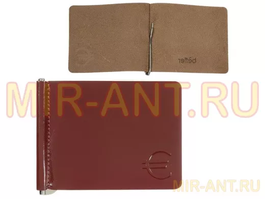 Зажим для купюр BEFLER "Classic", натуральная кожа, тисненение, 105х86 мм, коньяк, Z.7.-1