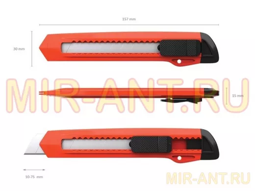 Нож канцелярский 18 мм "IQKANC 108206", автофиксатор, корпуса в ассортименте, подвес