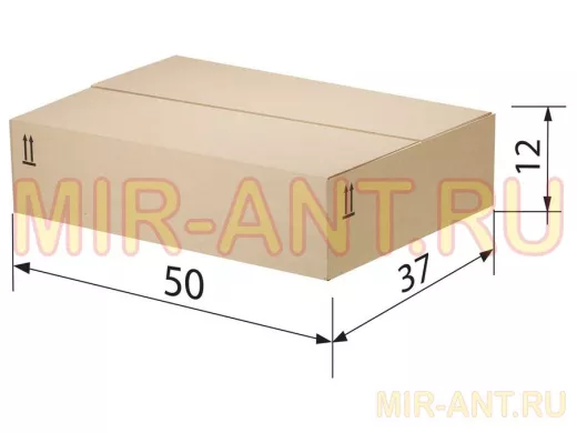 Гофроящик, длина 500 х ширина 370 х высота 120 мм, марка Т22, профиль В, FEFCO 0202 / ГОСТ, исполнен