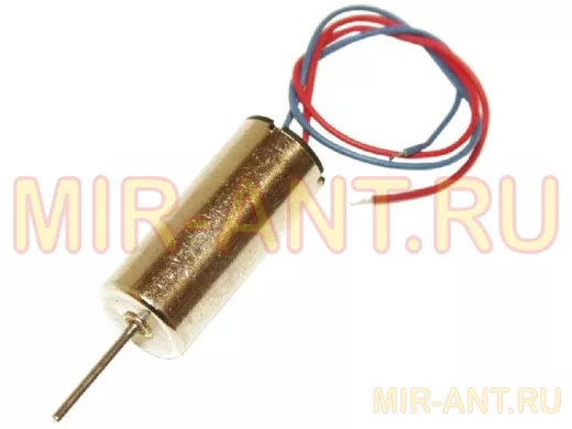 Двигатель 3,7V RC1020RB (L/Dдвиг=20/10mm, L/Dвала=6,0/1,0mm, 40000об/м, 0,1А, выв.кр/син.) для авиам