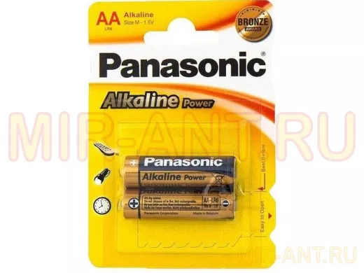 Батарейка LR6  Panasonic Alkaline BL-2 (блистер:2шт,коробка: 48шт) (цена за шт)