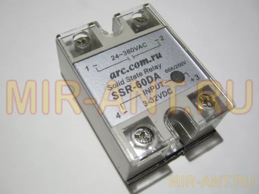 Твёрдотельное реле SSR-60DA  24...380В,60А,250В;  управление от постоянного напряжения 3...32В
