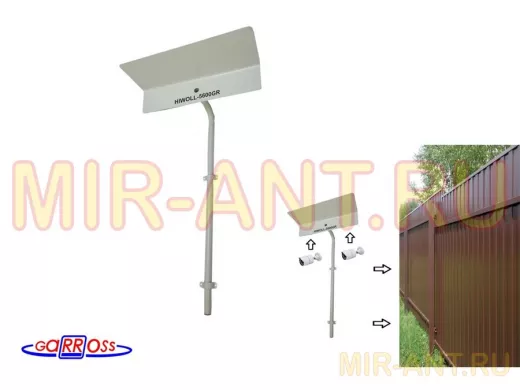 Кронштейн HIWOLL-5600GR серый, с козырьком для видеокамеры, к стене, высота 1метр, 0,2х 0,6х0,25м