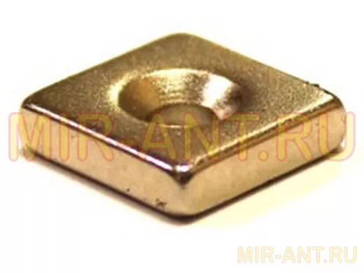 Неодимовый магнит; призма  12х12х3мм с зенковкой 3,5/7мм "MAGNEOD-140867" (2,44кг)