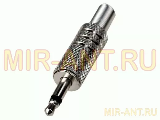 Разъем аудио 3,5мм штекер (моно металл "nikel") на кабель