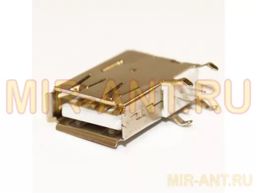 Разъём компьют: гнездо USB-A на плату (выводы сбоку плоскости)