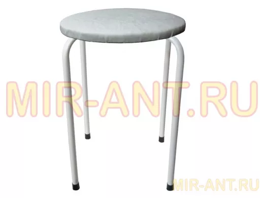Табурет универсальный "TABURETTO-15801" круглое сиденье, белые ножки, серый кожзам