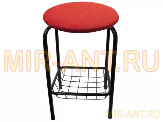 Табурет с подставкой для ног и корзинкой для вещей "TABURETTO-15902" чёрные ножки, красный верх