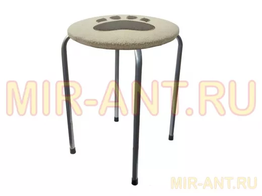 Табурет универсальный "TABURETTO-16308" круглое сиденье, серебристые ножки, светлый верх с вышивкой