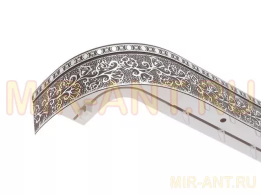 250см карниз КРУЖЕВО СЕРЕБРО ШОКОЛАД 2х рядный с декор. планкой 70мм в инд. упаковке. ультракомпакт