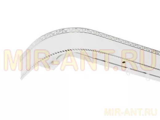 200см карниз ЕСЕНИН СЕРЕБРО 3х рядный с декор. планкой 70мм БЕЛЫЙ ГЛЯНЕЦ. в инд. уп. ультракомпакт