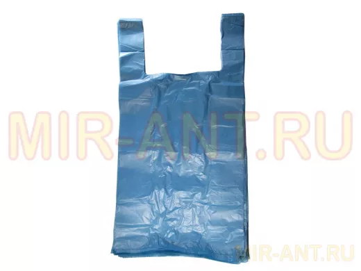 Пакет майка ПНД 30+16х60, 15мкм синяя  (100шт./уп) (цена за 1шт)