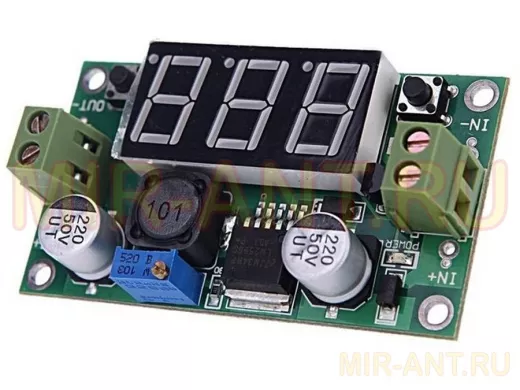 Модуль DC-DC понижающий вход 3-40В выход 1,3-35В с регул. до 2А на LM2597 с LED вольтметром