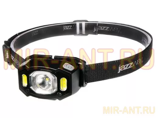 Фонарь  Jazzway AccuH3- L5W-bk налобный чёрный ( Micro USB, 300 Лм, IP54, литий-полимерный аккумулят