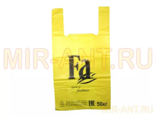 Пакет майка ПНД 30х16х57 30мкм FA жёлтая (200шт./уп) (цена за 1шт)