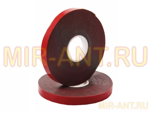 Скотч двухсторонний, красного цвета на серой основе, 6мм, 5метров  R09-6006