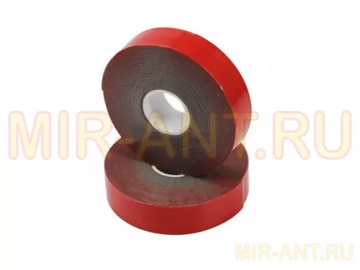 Скотч двухсторонний, красного цвета на серой основе, 20мм, 5метров  R09-6020