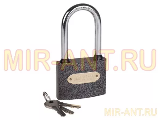 Навесной замок 75 мм чугун длинная дужка "Четыре Сезона" 79-0027