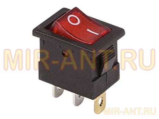Выключатель клавишный 12V 15А (3с) ON-OFF красный  с подсветкой  Mini  REXANT