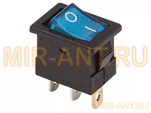 Выключатель клавишный 12V 15А (3с) ON-OFF синий  с подсветкой  Mini  REXANT
