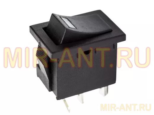 Выключатель клавишный 12V 15А (3с) ON-OFF черный  с подсветкой  Mini  REXANT