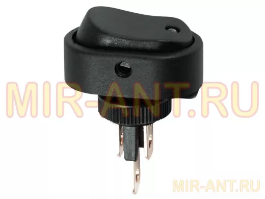 Выключатель клавишный 12V 20А (3с) ON-OFF черный ОВАЛ с зеленой LED подсветкой  REXAN