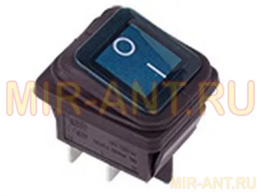 Выключатель клавишный 250V 15А (4с) ON-OFF синий  с подсветкой ВЛАГОЗАЩИТА  REXANT