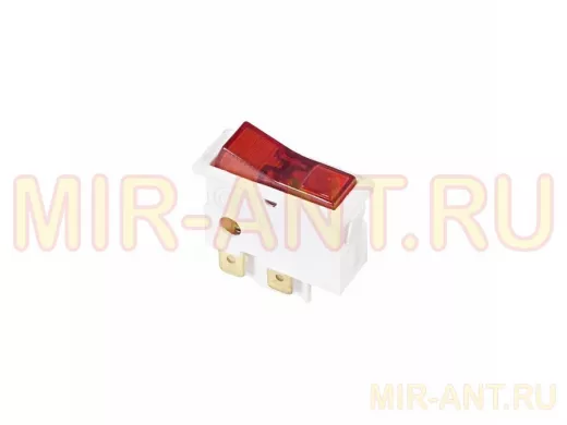 Выключатель клавишный 250V 16А (4с) ON-OFF красный  с подсветкой  REXANT