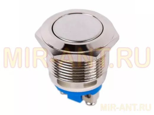 Кнопка  антивандальная диаметр 19мм  Б/Фикс (2с винт) (ON)-OFF плоская  REXANT