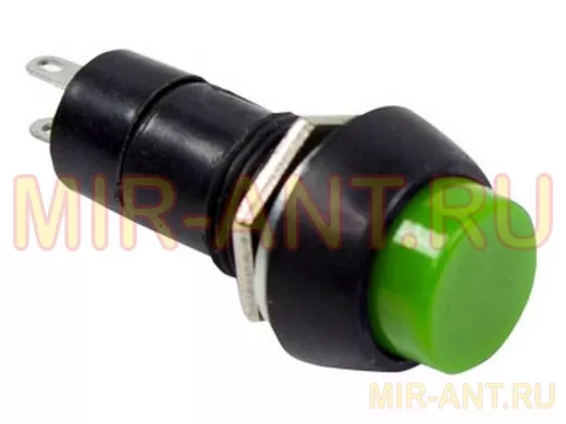 Выключатель-кнопка  250V 1А (2с) (ON)-OFF  Б/Фикс  зеленая  REXANT