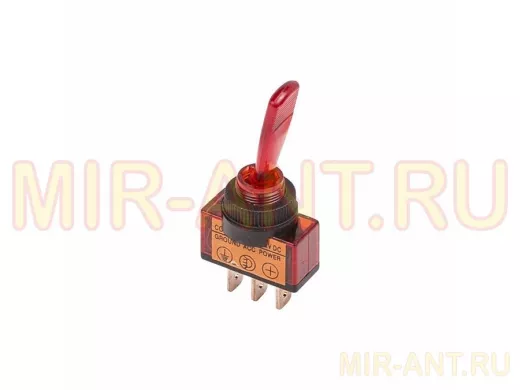 Тумблер 12V 20А (3c) ON-OFF однополюсный  с красной подсветкой 36-4370-01 (БЛИСТЕР) 1шт