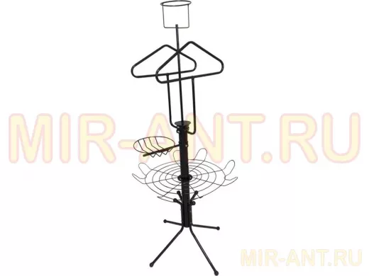 Вешалка-конструктор напольная "ДУЭТ 2" корзинка, полочка, две вешалки, держатель шапки,  ЧЁРНАЯ
