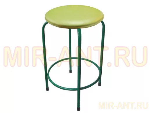 Табурет с подставкой для ног и полкой "TABURETTO-20336" круглое сиденье, зелёный, жёлтыйй, экокожа