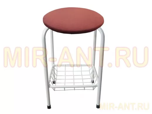Табурет с подставкой для ног и корзинкой для вещей "TABURETTO-20406" белые ножки, красный, ткань