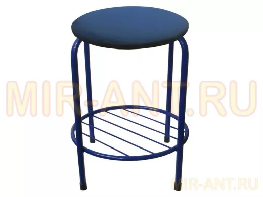 Табурет с подставкой для ног и полкой "TABURETTO-20462" круглое сиденье, синий, синий, ткань