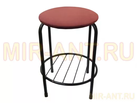 Табурет с подставкой для ног и полкой "TABURETTO-20466" круглое сиденье, чёрный, красный, ткань