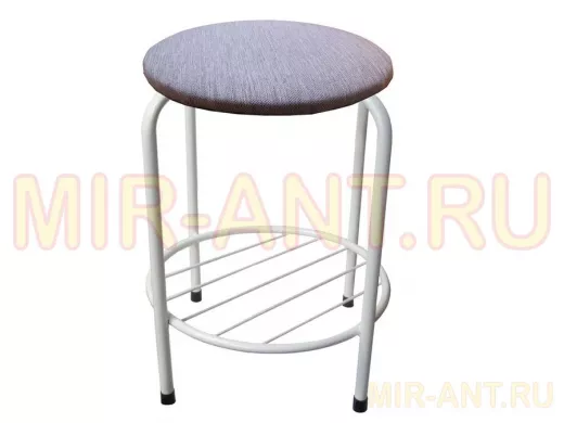 Табурет с подставкой для ног и полкой "TABURETTO-20477" круглое сиденье, белвй, фиолетовый, ткань