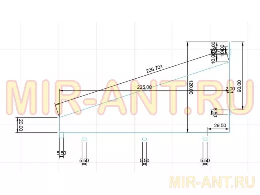 Кронштейн для полки шириной 22см ABIKREP-216756 размер 130х225мм, сталь, черный